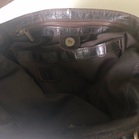 Innue Italian Leather Dark Brown/Calf Hair Front Pocket Gold Hardware Bag - Picture 7 of 9